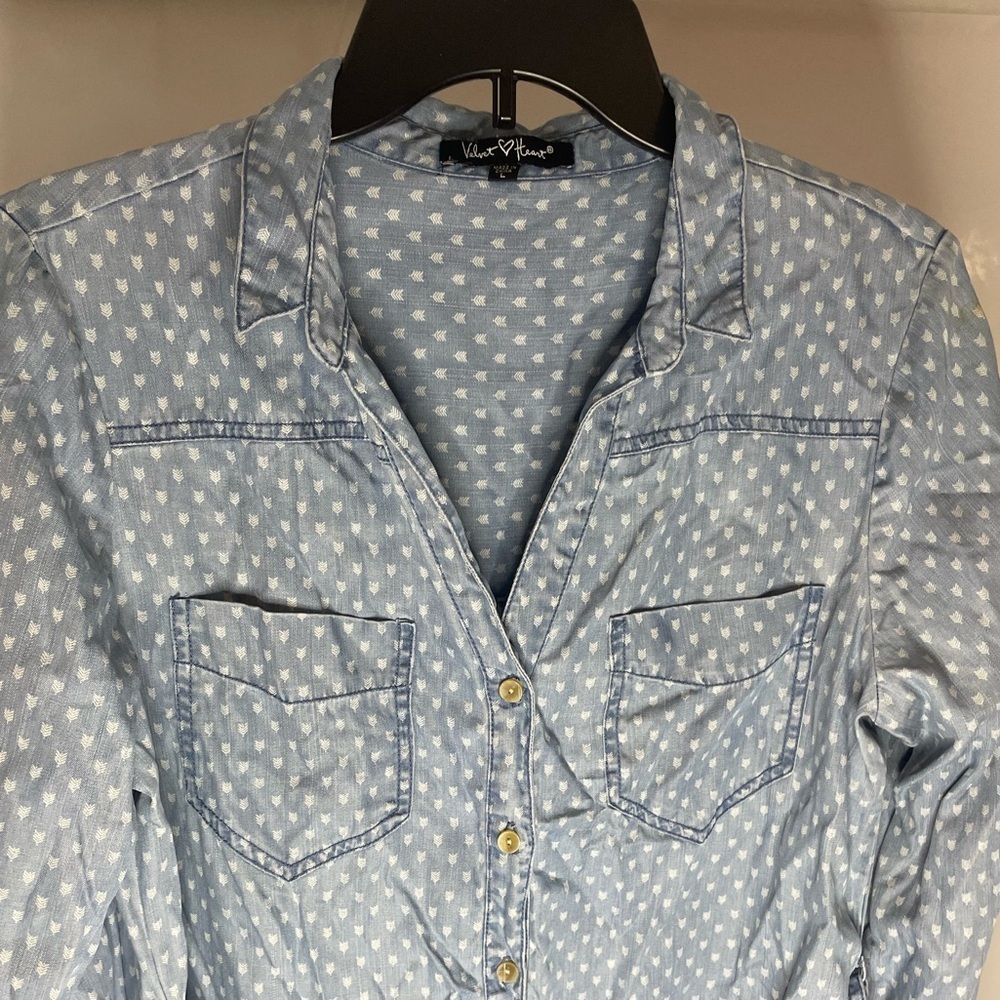 Velvet Heart Light Blue Arrow Print dress size Large - Picture 2 of 4